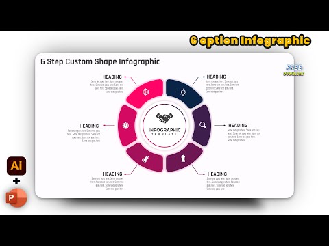 91.PowerPoint and Ai - 6 Step Circular Custom Shape Infographic | Free download