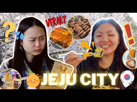 Trying JEJU CITY'S MARKET FOOD and BLACK PORK! Overrated..? (ft. cherry blossoms) | Jeju Trip Day 1