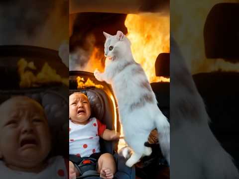 🔥 Heroic Cat Leaps Out of Burning Car with Baby – Unbelievable Moment Caught on Camera! 🐾🚗🔥