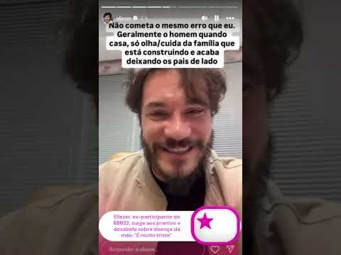 Eliezer, ex-BBB22, surge aos prantos e desabafa sobre doença da mãe: "É muito triste"