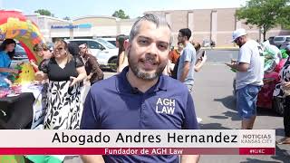 Mercado fresco y el abogado Andres Hernandez regalo mochilas a la comunidad local