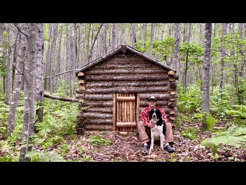First Night In My Tiny Survival Log Cabin In The Woods: Building A Table