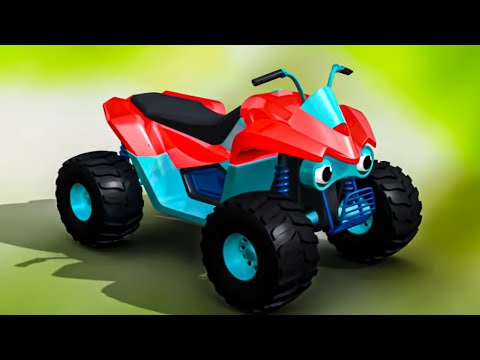 Quad Bike Formation & More Animated Vehicles Videos for Kids