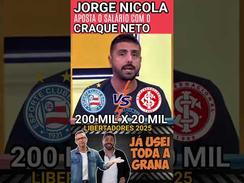 JORGE NICOLA APOSTA O SALÁRIO COM O CRAQUE NETO NA VITÓRIA DO INTERNACIONAL CONTRA O BAHIA