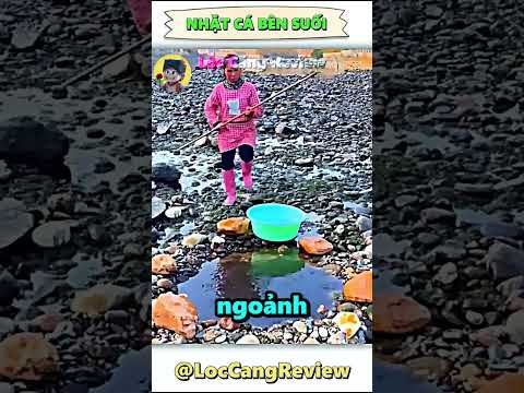 Nhặt cá bên suối