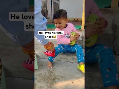 His Love for shoes #youtubeshorts #funny #cute #cutebaby #viral #shorts
