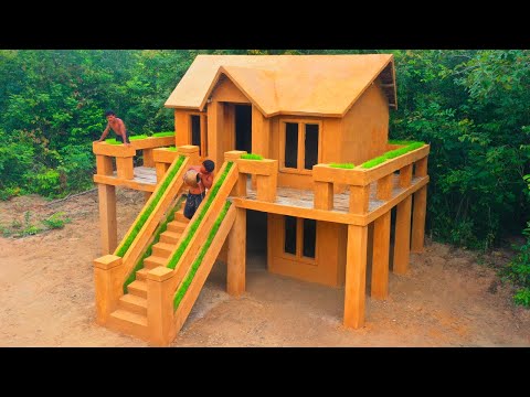 121 Days Building Underground two-story House with water Slide To Swimming Pool Part 1