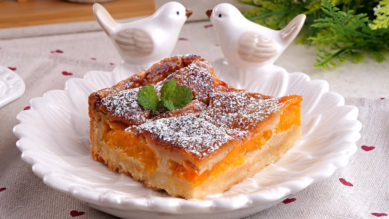 Открытый Абрикосовый Пирог / Тарт Песочный Пирог с Абрикосами и сметанной заливкой