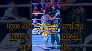 Iyo Sky and Asuka hug after match at Backlash #wwe #iyosky #asuka #backlash #shortsfeed #trending