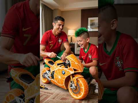 Messi Stole the ORANGE BMW Superbike Ronaldo Built for His Son! ๐๐๏ธ๐ฑ #ronaldo #messi