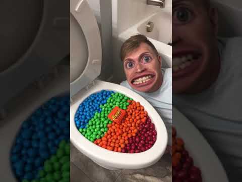 Experiment: Eating Colorful M&M’s Reese's out of the Toilet #shorts