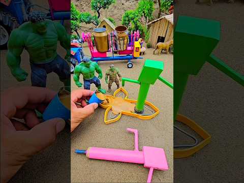 Mini hand pump water science project with orange concrete mixer & diy tractor cowfarm #shorts #yt