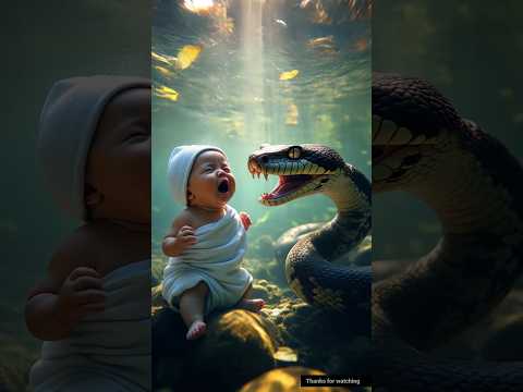 A cute baby went into the river and was saved by a whale 😭 #cute #story #animals #shorts
