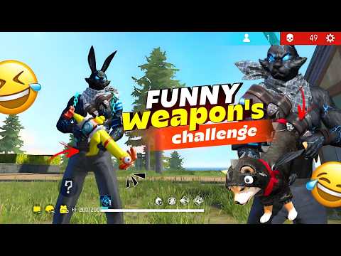 Only FUNNY Guns Challenge in Solo Vs Squad🔥 - Free Fire