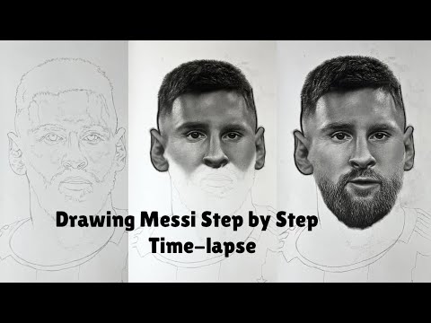 Drawing Lionel Messi portrait with Charcoal powder