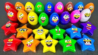 Rainbow Slime Hunt 🌈 SPONGEBOB Clay Eggs & Star Coloring, ASMR