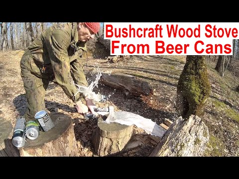 How to Make a Wood Stove and Frying Pan from Beer Cans 🔥🏕 Cooking Outdoors Survival Skills DIY Stove