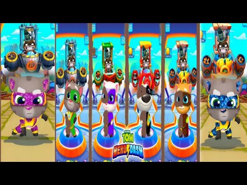 TALKING TOM HERO DASH -- LAVA BLUE HERO TOM BOSS FIGHT & SAVE ALL LITING HERO CHARACTER FUN RUN