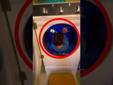 洗濯機の中に隠された部屋！なぜこの子たちは入ったのか？ 👀💡