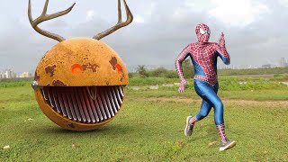 BIG RED PACMAN vs SUPERHERO In Real Life | Compilation Video 2025 | #pacman #spiderman #templerun