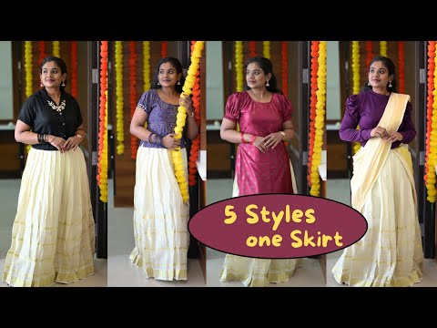 ഓണത്തിന് സെറ്റുപാവാട 5 രീതിയിൽ Style ചെയ്യാം | 5 Ways to Style Kasavu Skirt | Onam Series Ep: 4