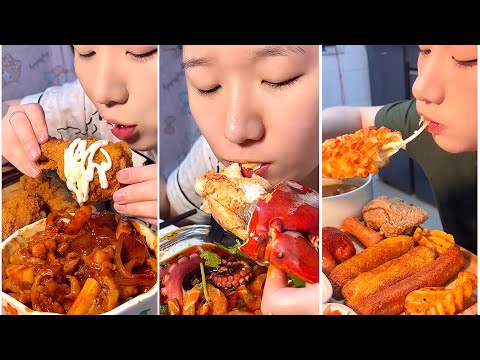 [Mukbang]🔥Beautiful Girl Eating Lobster, Fried Chicken, Cheese Hotdog