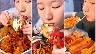 [Mukbang]🔥Beautiful Girl Eating Lobster, Fried Chicken, Cheese Hotdog