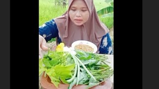 Enaknya makannya pinggir sawah, lalapan mentah, 