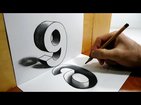 3D Trick Art on Paper, Number 9 and its Hole