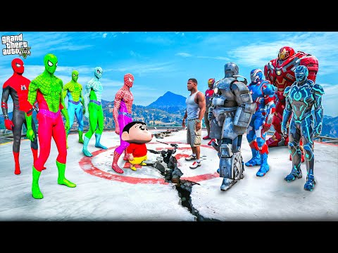 Franklin Ironman team VS Shinchan Spiderman team Fight In GTA 5