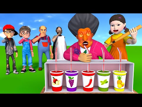 Scary Teacher 3D vs Squid Game Choose Correct Favorite Soft Drink Flavor 5 Times Challenge