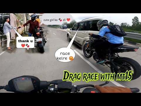 cute girl ko chocolate di 😍|| drag race with mt15 😱⚡||#duke250 #mt15 #cutegirlpranks #dehradun