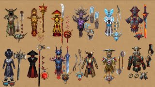 Shadow Fight 2 || All 12 Mythical Sets vs All Bosses「iOS/Android Gameplay」