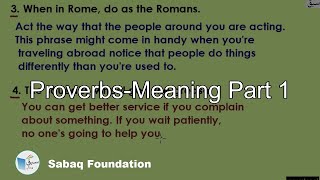Proverbs-Meaning Part 1