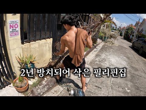 2년간 삭고 쓰레기장 된 필리핀집 고압세척 하고 대왕야자 심어보자.