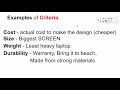 Criteria and Constraints in Design