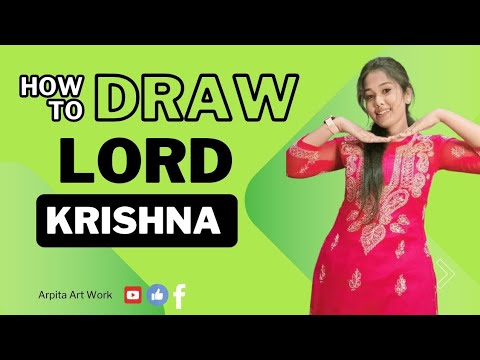 How to draw Lord Krishna || Little Krishna drawing easy step by step with colour 😍#arpitaartwork