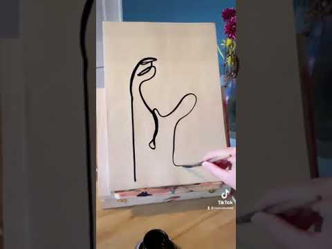Painting a crying woman’s face in one single line. #shorts