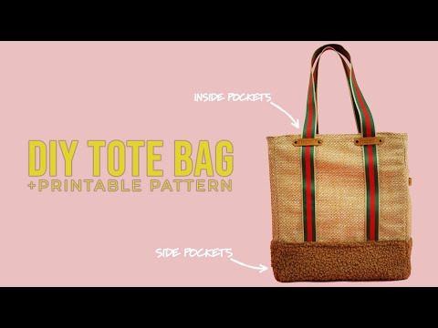 How to Make a Tote Bag +PRINTABLE PDF SEWING PATTERN(EASY SEWING PROJECT)(STEP BY STEP INSTRUCTIONS)