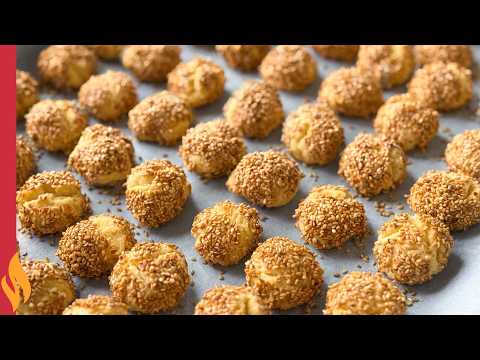 Pastane Usulü Susamlı Toplar ✅ Tuzlu Mini Kurabiyeler 😋