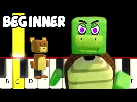Turtletown Theme - Super Bear Adventure - Fast and Slow (Easy) Piano Tutorial - Beginner