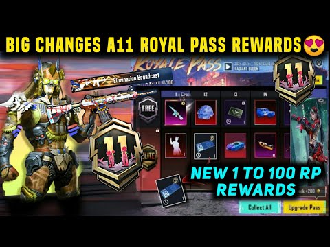 A11 ROYAL PASS BGMI | A11 ROYAL PASS 1 TO 100 RP REWARDS | BGMI A11 RP REWARDS LEAKS/ A11 BONUS PASS