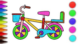 How to Draw and Color a Bicycle 🚴| Easy Drawings for Kids | Chiki Art | HooplaKidz How To