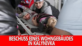 Beschuss eines Wohngebäudes in Kalynivka
