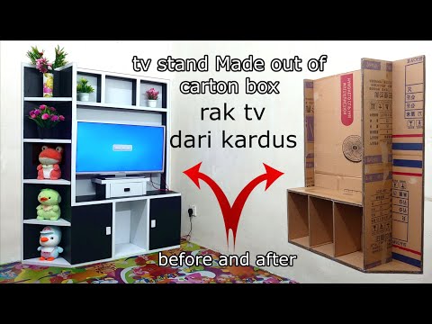 DIY  membuat RAK TV minimalis dari KOTAK KARDUS - perabot terbaik yg terbuat dari kotak kardus