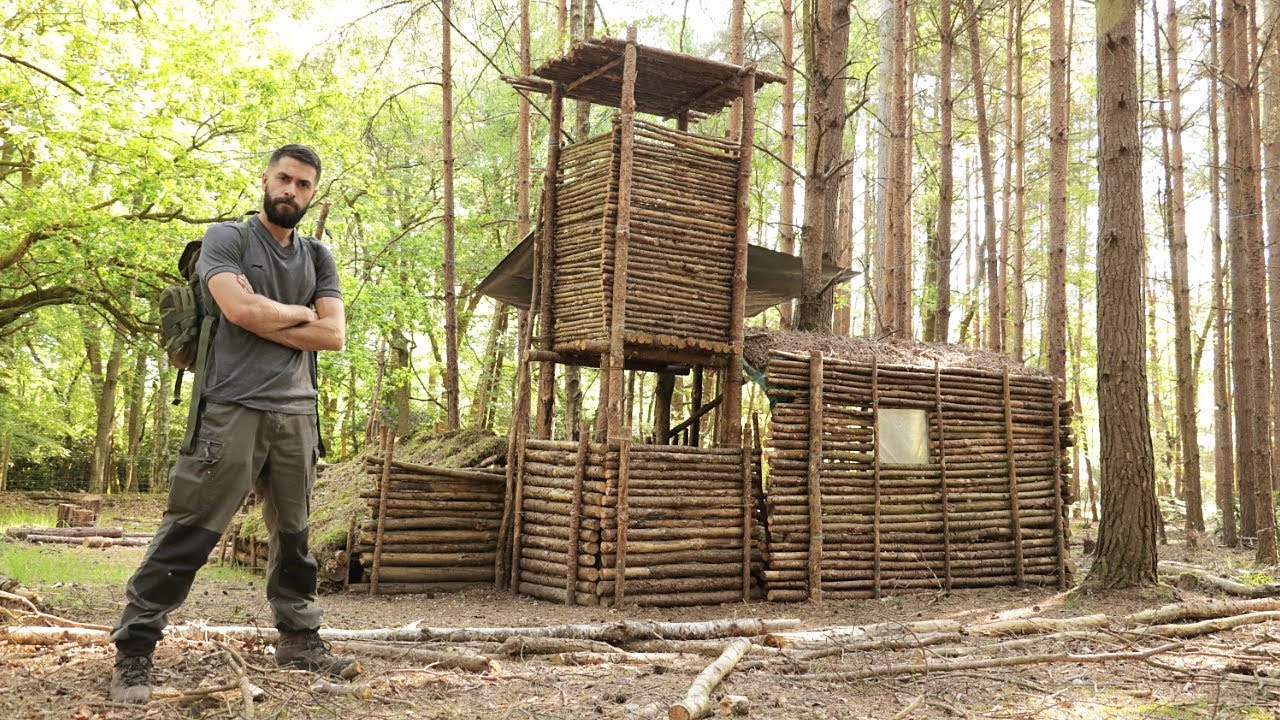 BUSHCRAFT CAMP in the FOREST - Making PRIMITIVE GLUE, Repairing the SHELTER