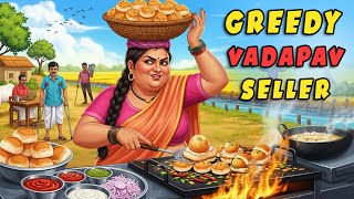 Greedy Vada Pav Seller | English Story | Learn English  Moral Stories | Viral Vada Pav Girl | Comedy