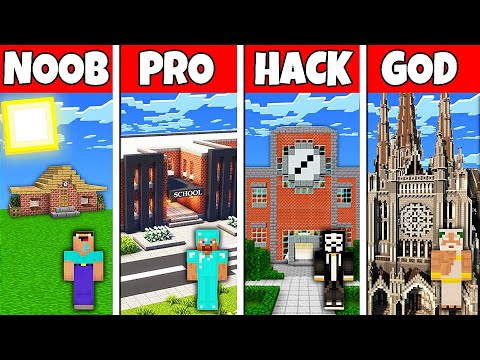 Minecraft Battle: NOOB vs PRO vs HACKER vs GOD! SCHOOL BUILD BATTLE in Minecraft