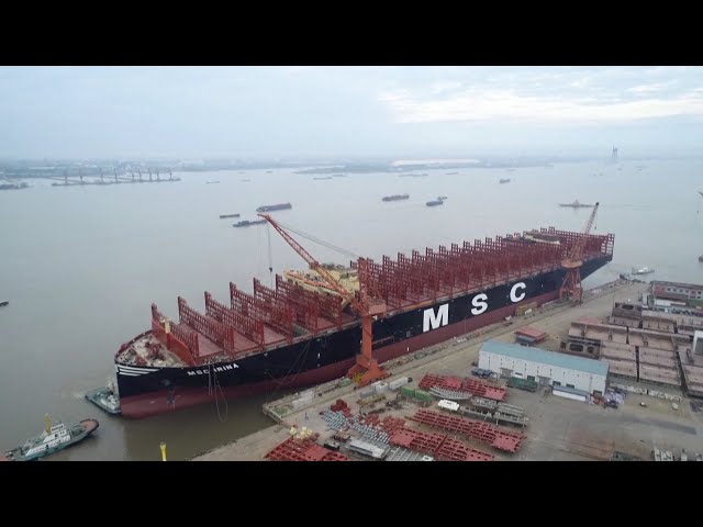 World's largest container ship undocks from east China