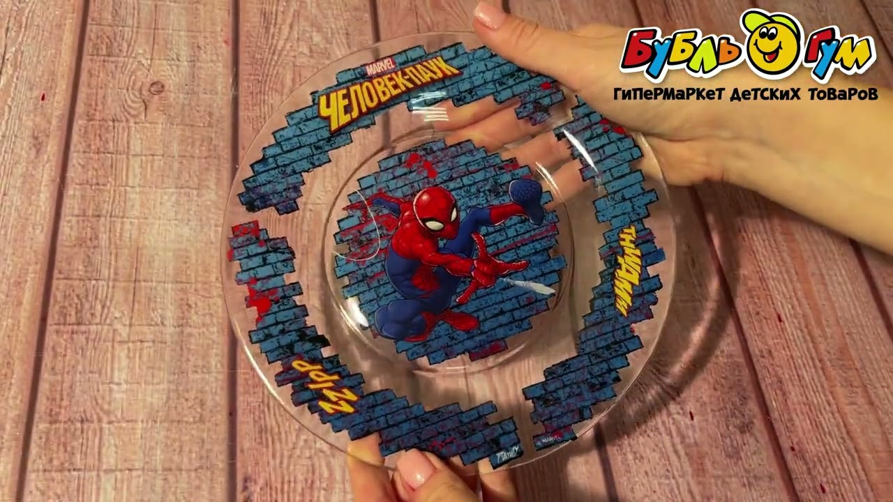 Тарелка Человек-паук плоская стеклянная - видео